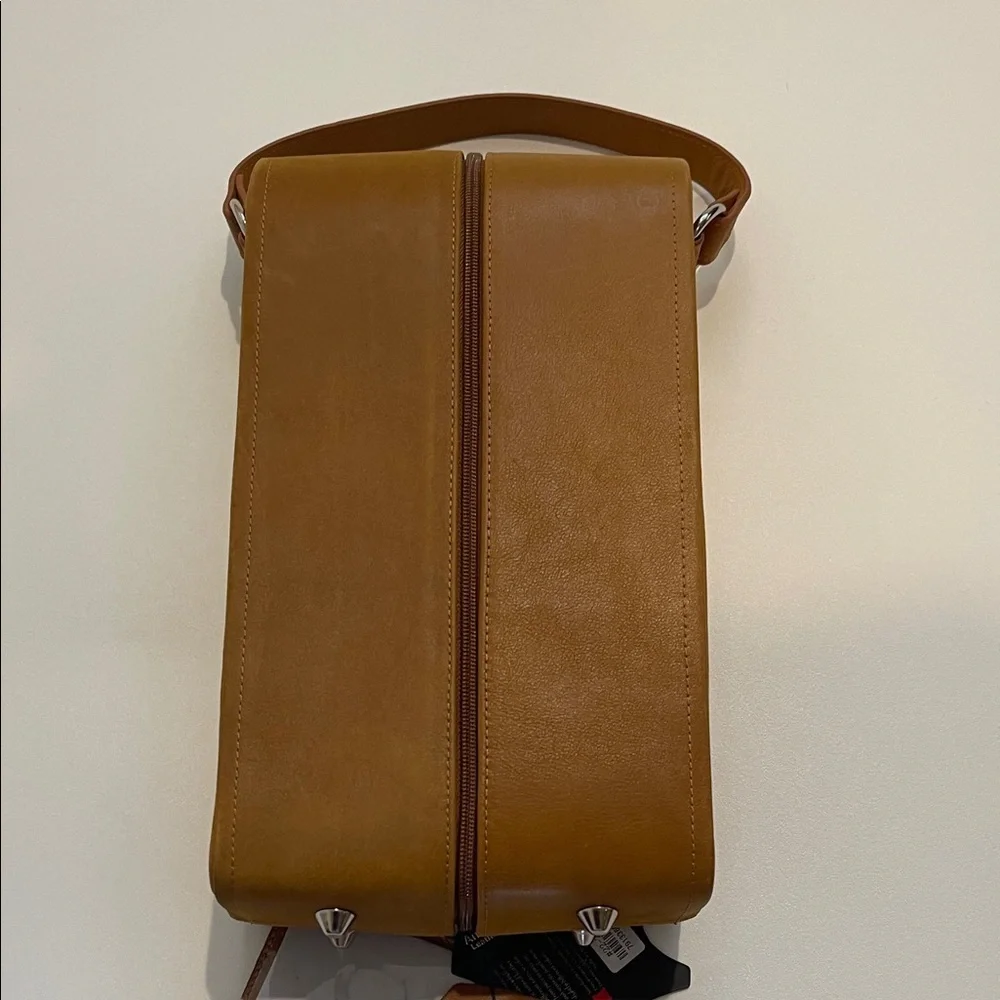 Ameri Leather Tan Leather Wine Travel Bag